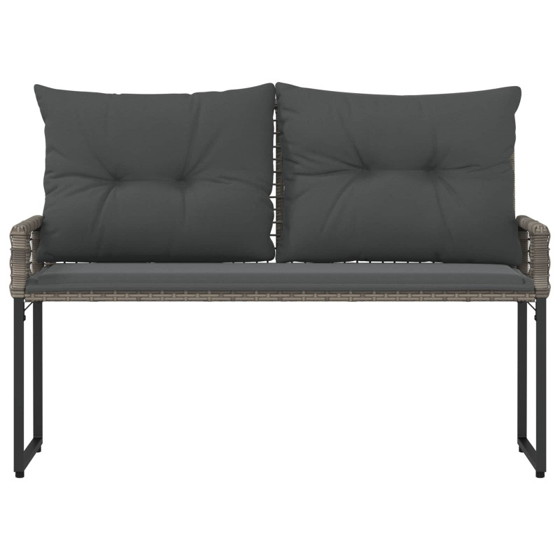 Ławka ogrodowa Szary 118 x 55 x 82 cm Rattan PE i tkanina