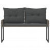Ławka ogrodowa Szary 118 x 55 x 82 cm Rattan PE i tkanina