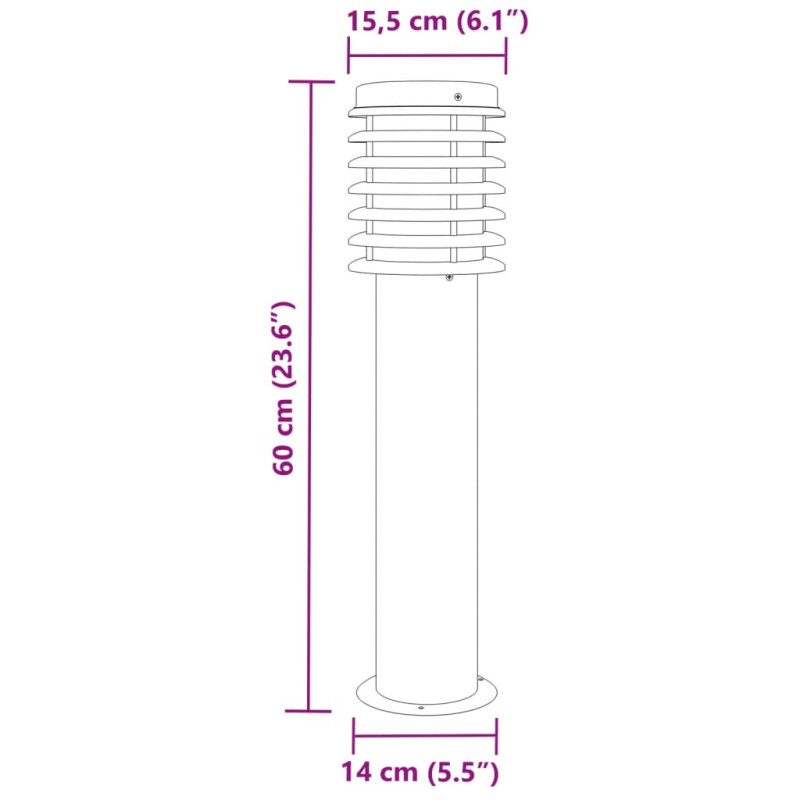 Lampa ogrodowa na słupku, czarna, 60 cm, stal nierdzewna