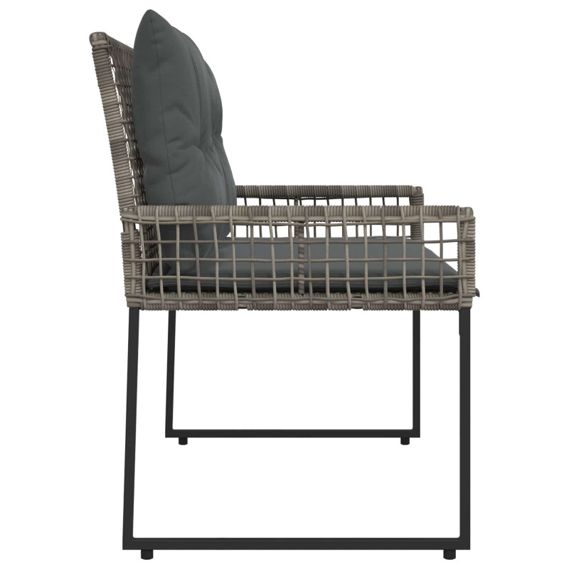 Ławka ogrodowa Szary 118 x 55 x 82 cm Rattan PE i tkanina
