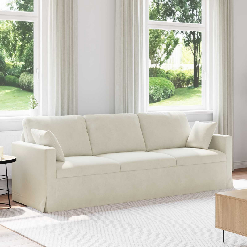Sofa Kremowy 228 x 78 x 80 cm Aksamit