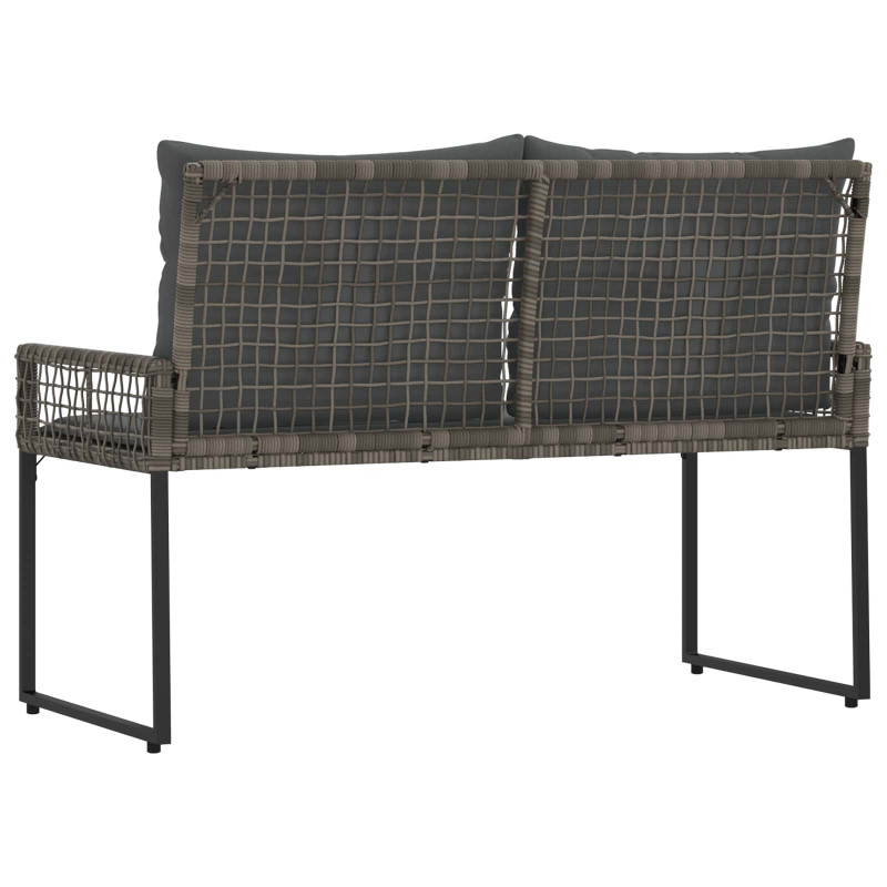 Ławka ogrodowa Szary 118 x 55 x 82 cm Rattan PE i tkanina