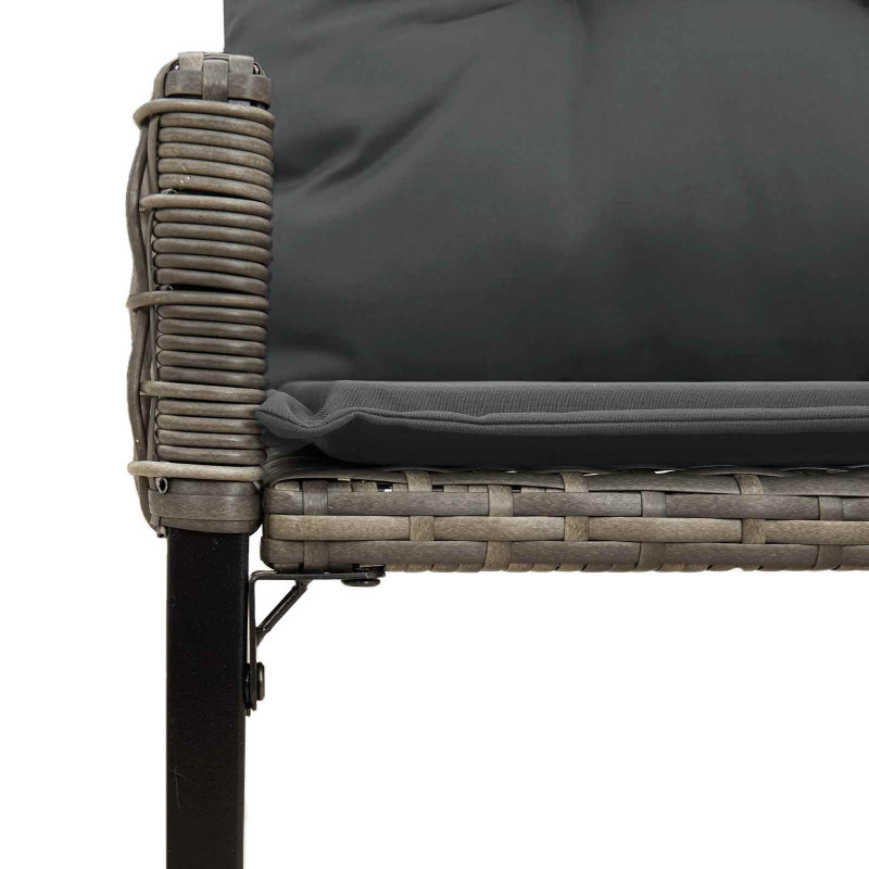 Ławka ogrodowa Szary 118 x 55 x 82 cm Rattan PE i tkanina