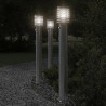 Lampy ogrodowe na słupku, z czujnikiem, 3 szt., srebrne, 110 cm