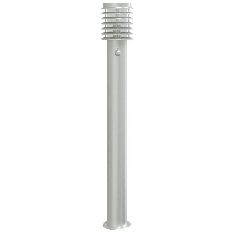 Lampy ogrodowe na słupku, z czujnikiem, 3 szt., srebrne, 110 cm