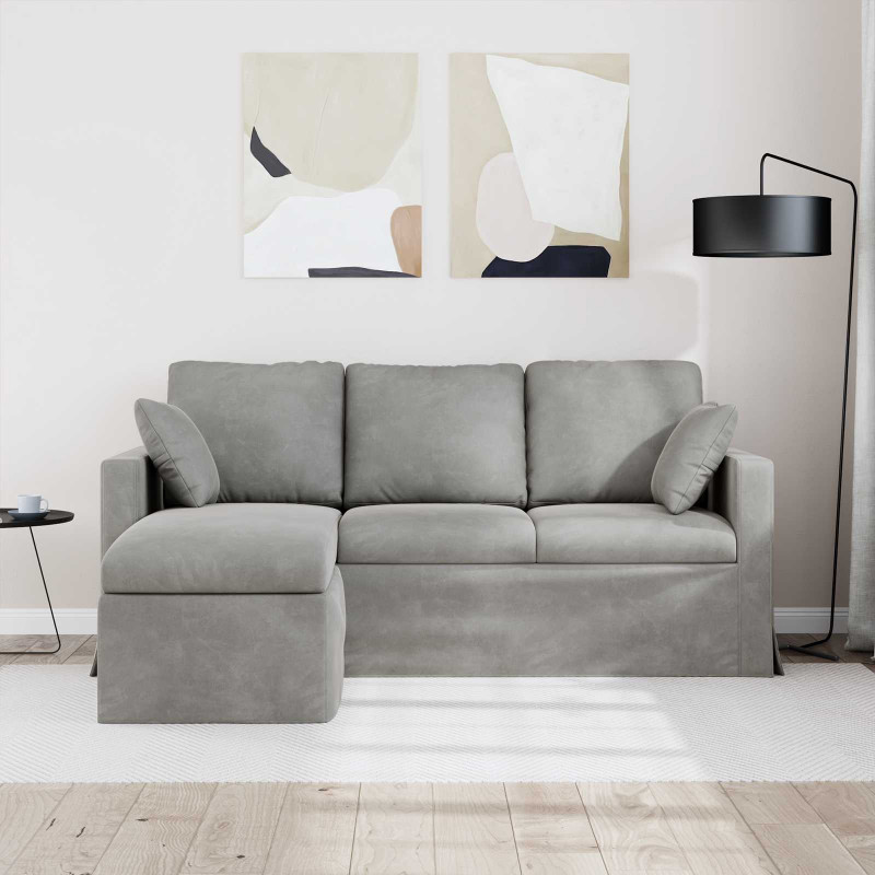 Sofa Jasnoszary 198 x 134 x 80 cm Aksamit