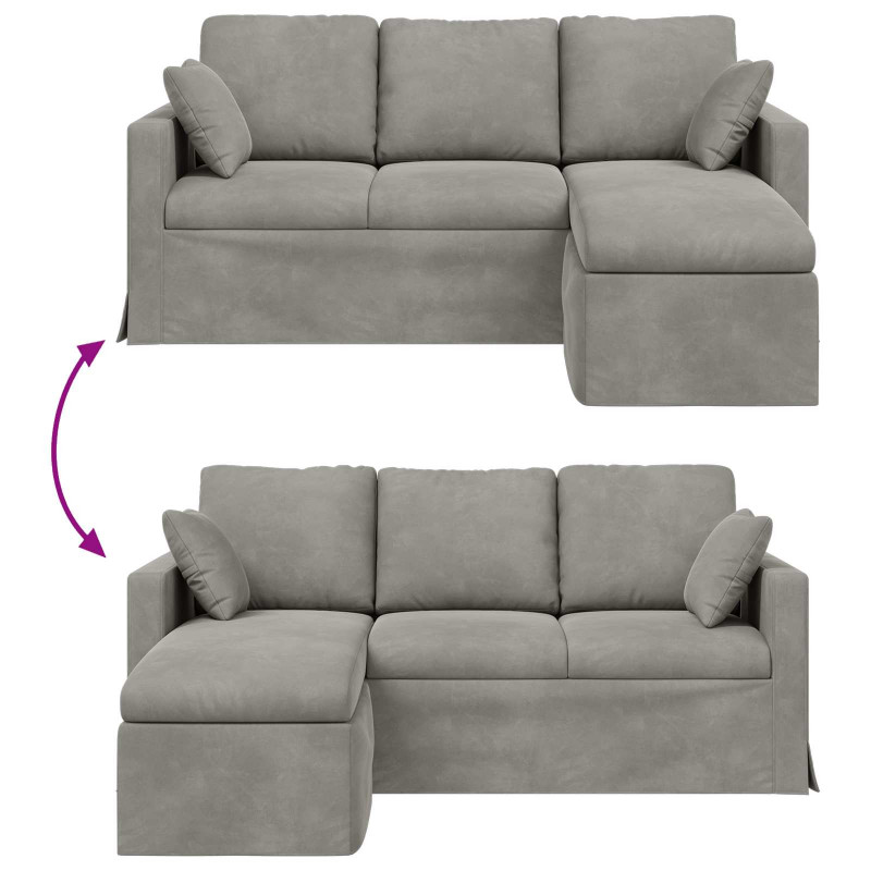 Sofa Jasnoszary 198 x 134 x 80 cm Aksamit