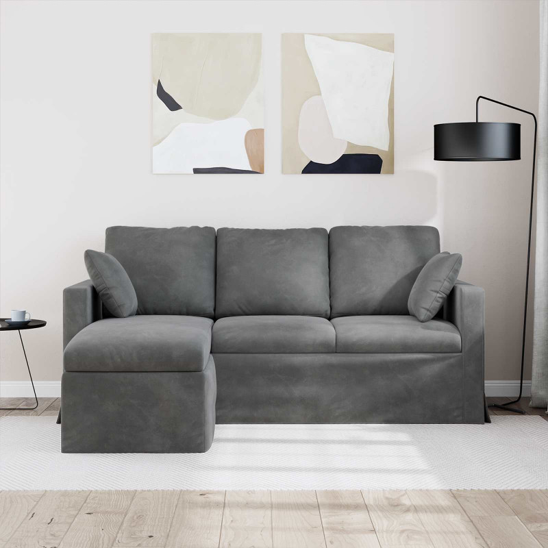 Sofa Ciemnoszary 198 x 134 x 80 cm Aksamit