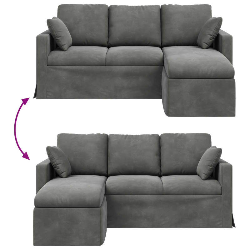 Sofa Ciemnoszary 198 x 134 x 80 cm Aksamit