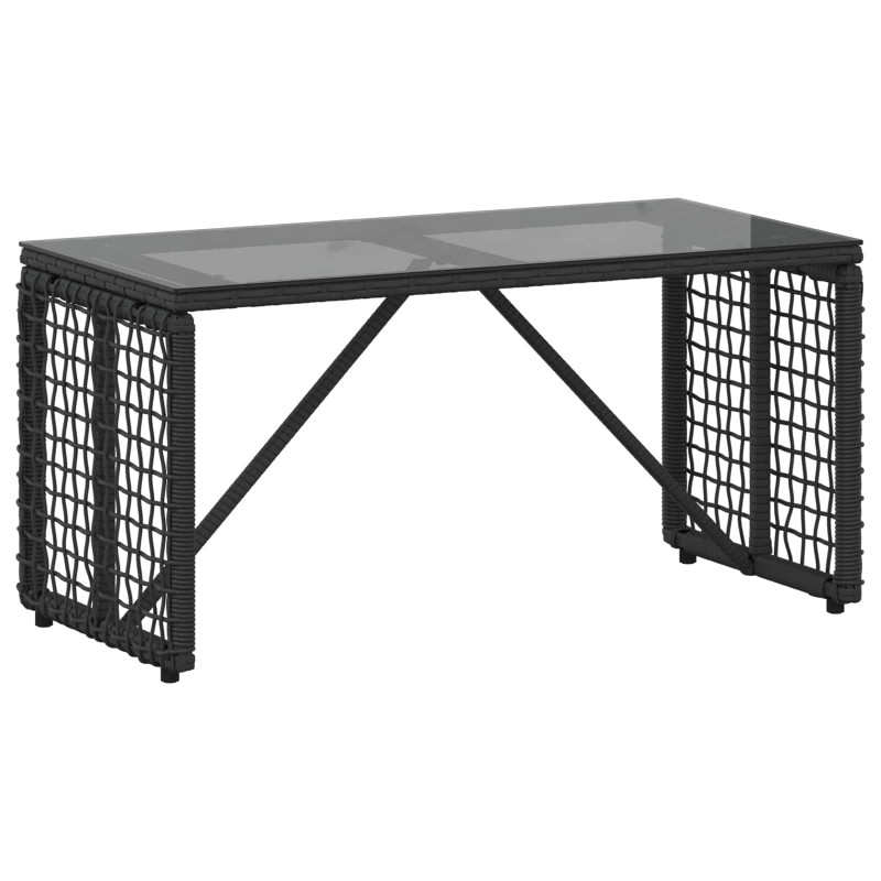 Stół na Zewnątrz Czarny 80 x 40 x 40 cm Rattan PE i Szkło