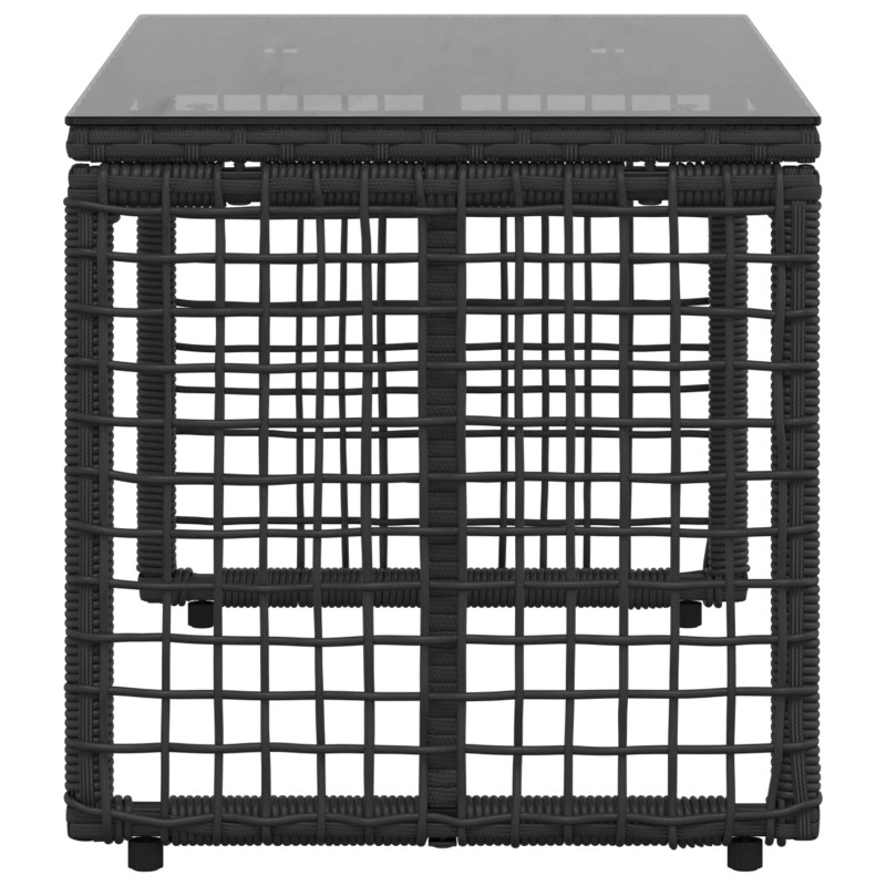 Stół na Zewnątrz Czarny 80 x 40 x 40 cm Rattan PE i Szkło