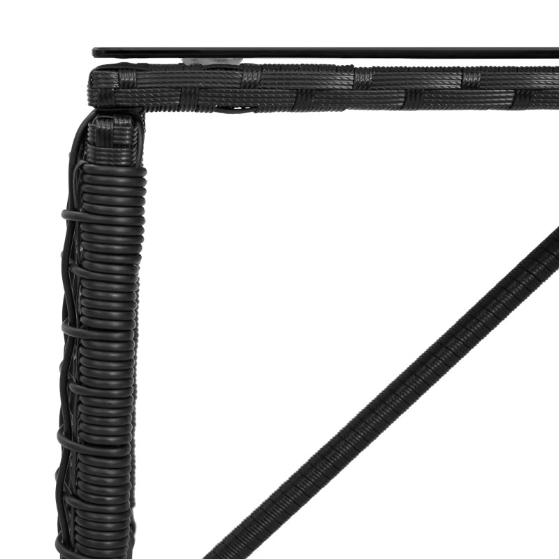 Stół na Zewnątrz Czarny 80 x 40 x 40 cm Rattan PE i Szkło
