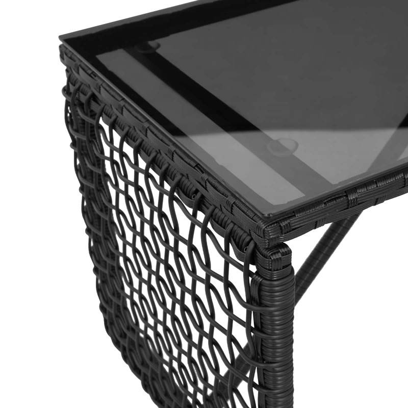 Stół na Zewnątrz Czarny 80 x 40 x 40 cm Rattan PE i Szkło