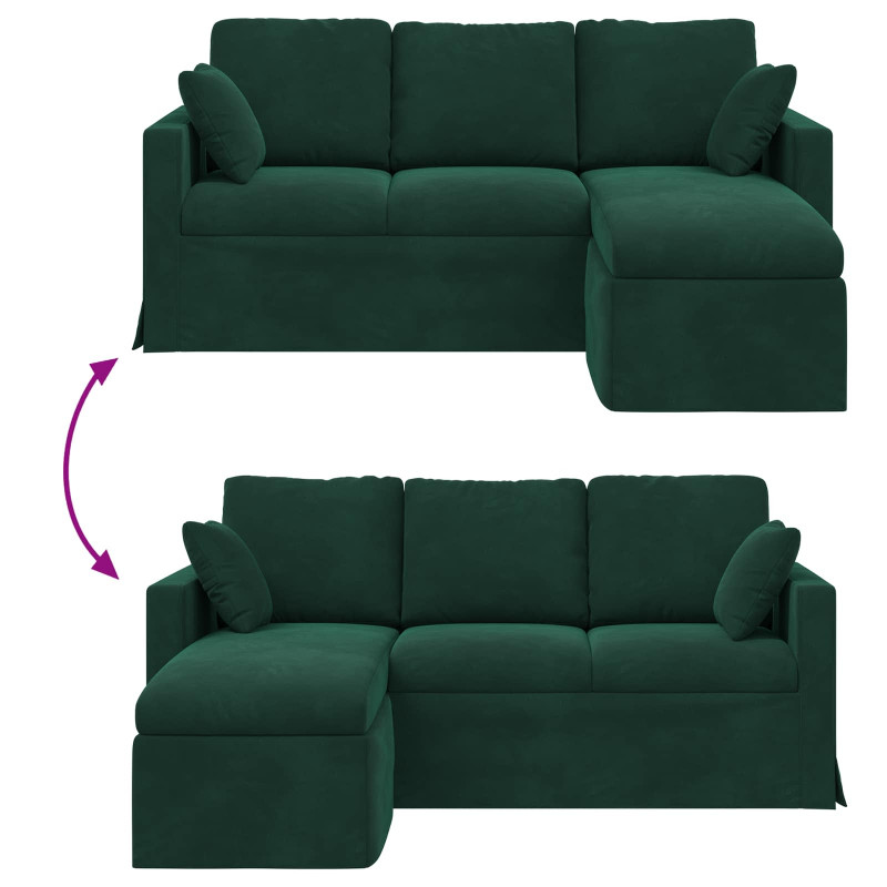 Sofa Ciemna zieleń 198 x 134 x 80 cm Aksamit