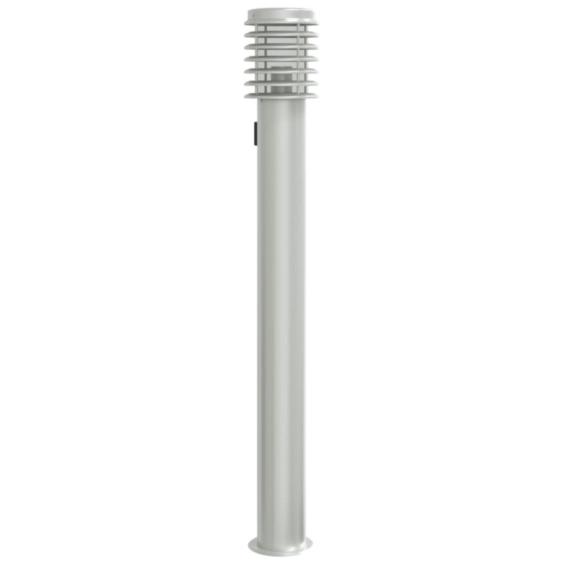 Lampa ogrodowa na słupku, z gniazdkiem, srebrna, 110 cm, stal