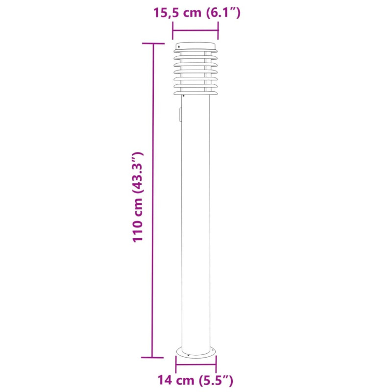 Lampa ogrodowa na słupku, z gniazdkiem, srebrna, 110 cm, stal