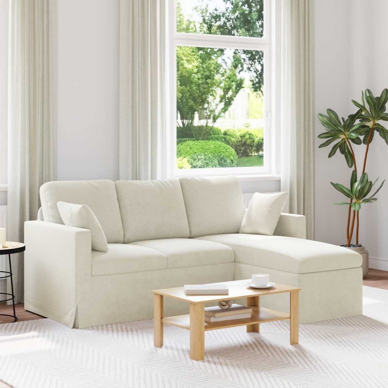 Sofa Kremowy 198 x 134 x 80 cm Aksamit