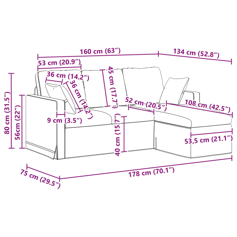 Sofa Kremowy 198 x 134 x 80 cm Aksamit