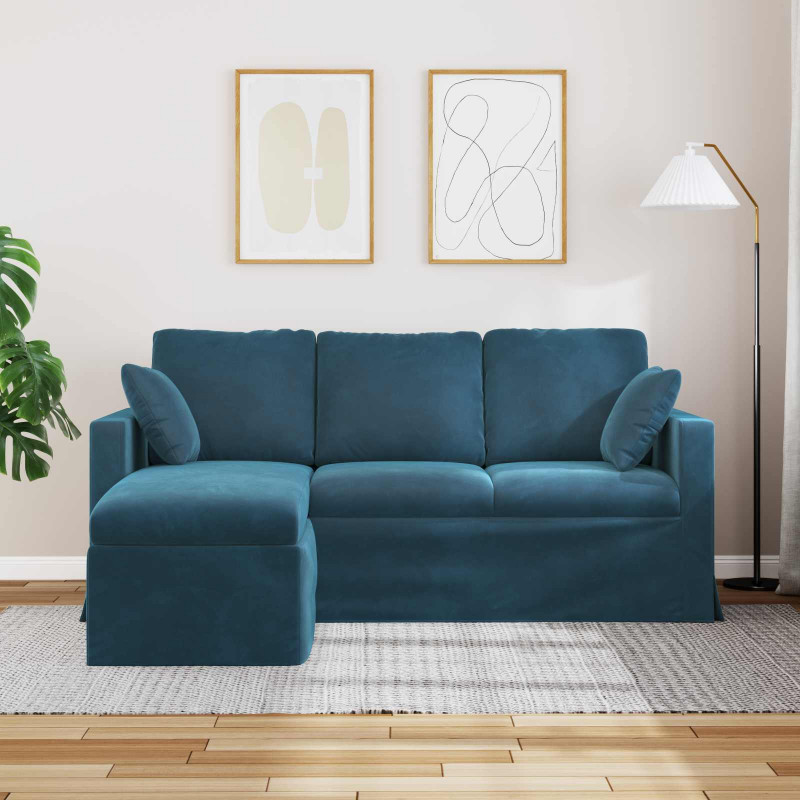 Sofa Niebieski 198 x 134 x 80 cm Aksamit