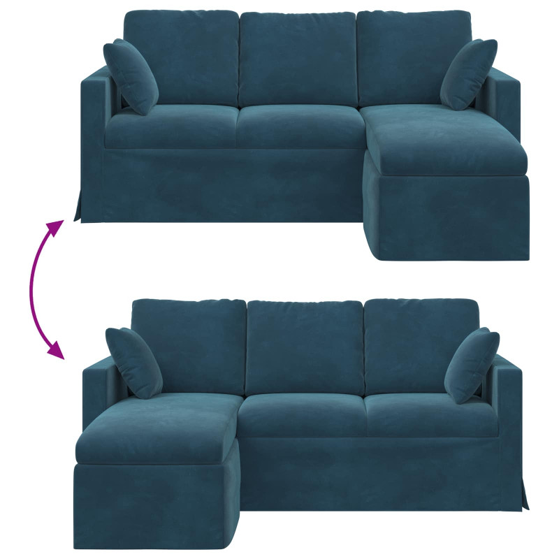 Sofa Niebieski 198 x 134 x 80 cm Aksamit