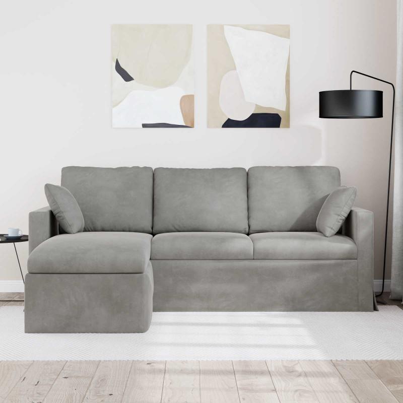 Sofa Jasnoszary 198 x 134 x 80 cm Aksamit