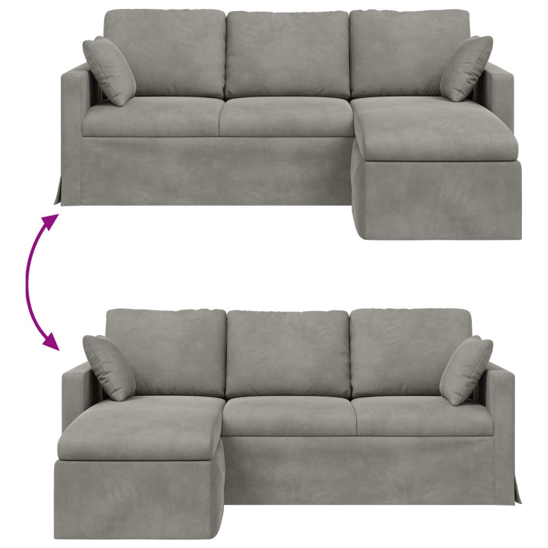 Sofa Jasnoszary 198 x 134 x 80 cm Aksamit