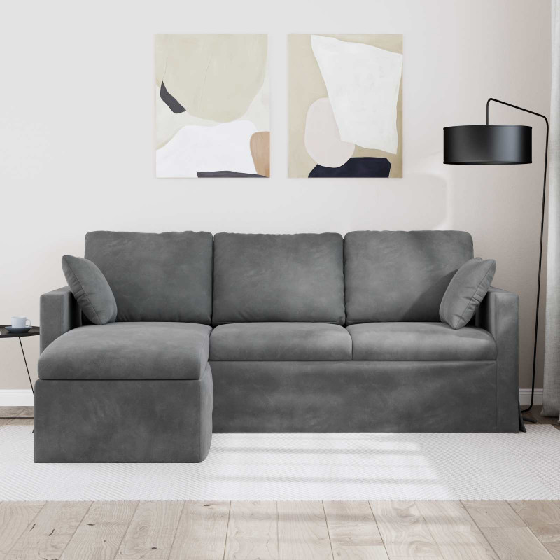 Sofa Ciemnoszary 198 x 134 x 80 cm Aksamit