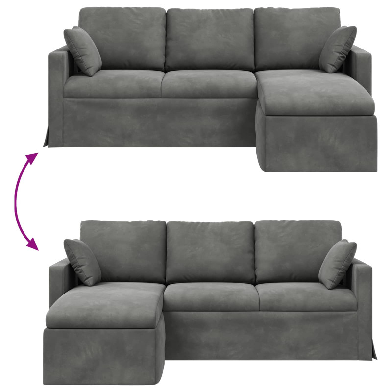 Sofa Ciemnoszary 198 x 134 x 80 cm Aksamit