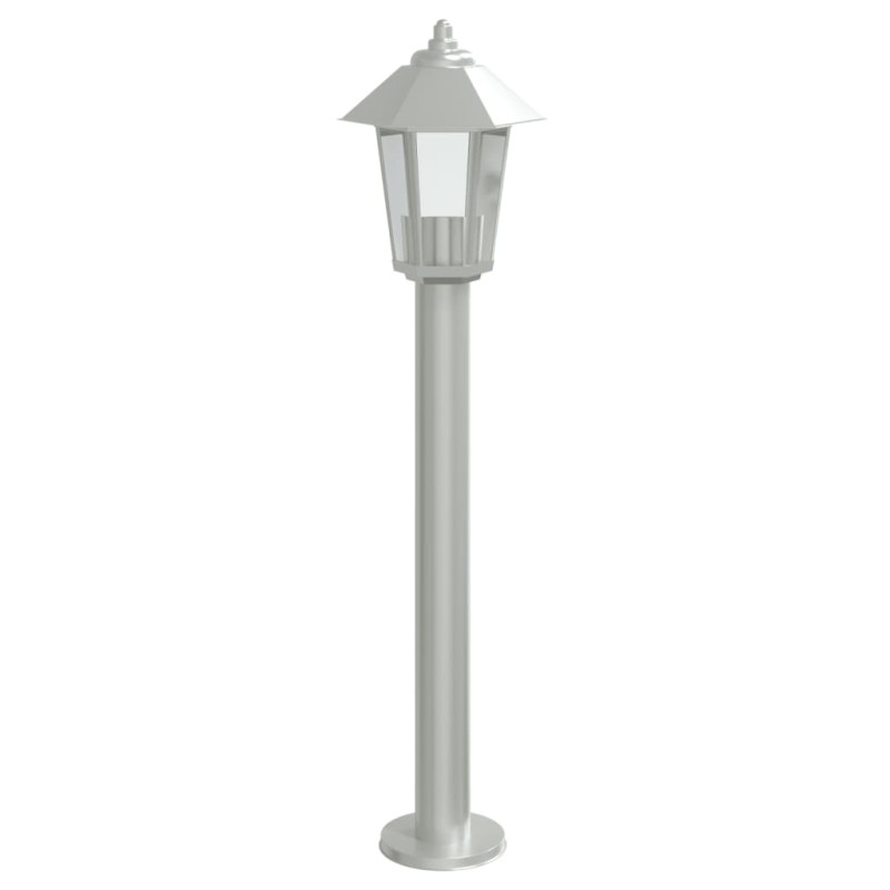 Lampy ogrodowe na słupku, 3 szt., srebrne, 80 cm, stal