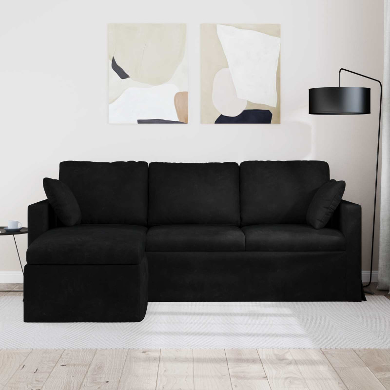 Sofa Czarny 198 x 134 x 80 cm Aksamit