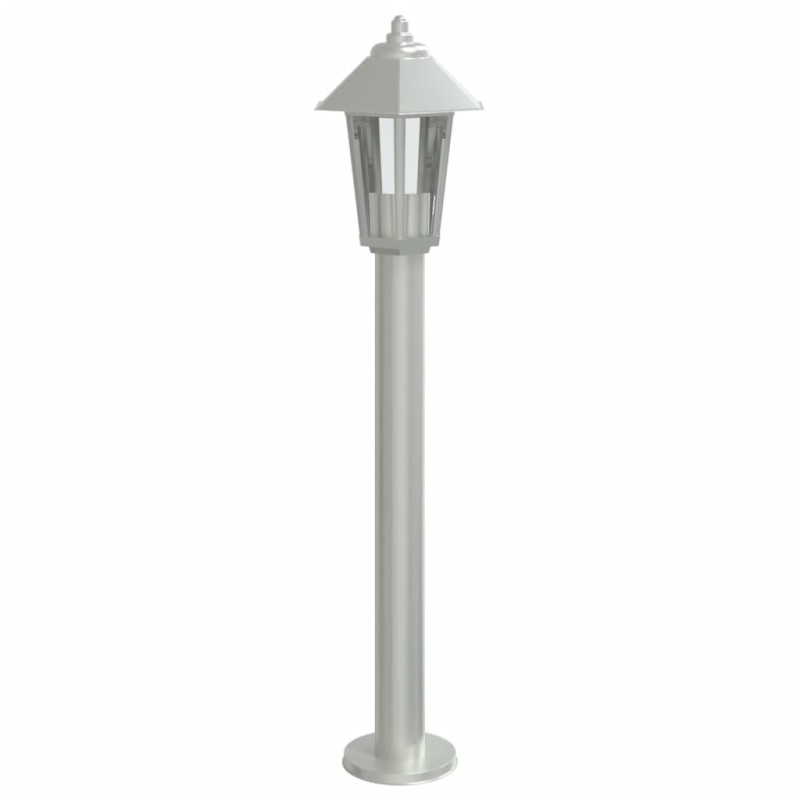 Lampy ogrodowe na słupku, 3 szt., srebrne, 80 cm, stal