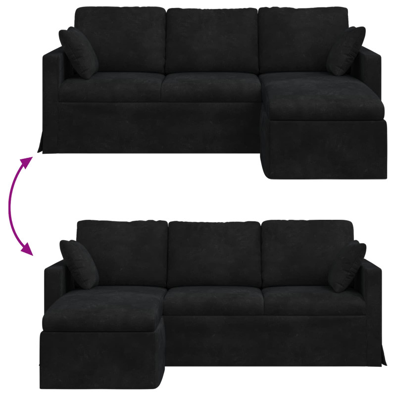 Sofa Czarny 198 x 134 x 80 cm Aksamit