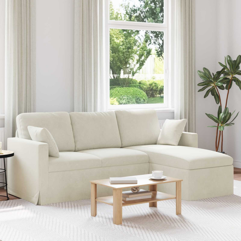 Sofa Kremowy 198 x 134 x 80 cm Aksamit
