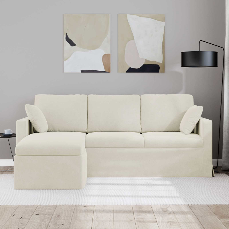 Sofa Kremowy 198 x 134 x 80 cm Aksamit