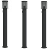 Lampy ogrodowe na słupku, z gniazdkiem, 3 szt., czarne, 110 cm
