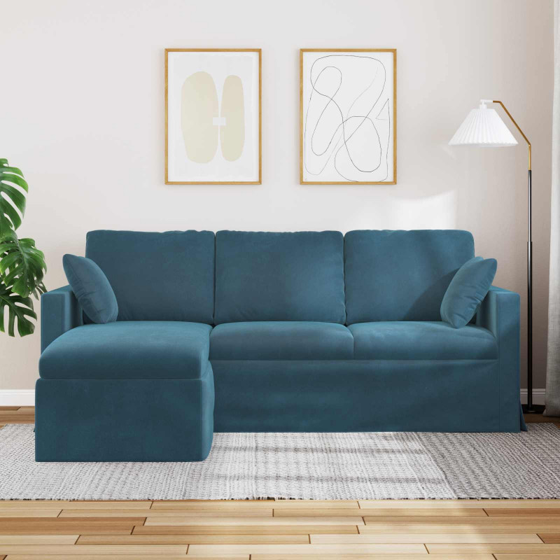 Sofa Niebieski 198 x 134 x 80 cm Aksamit