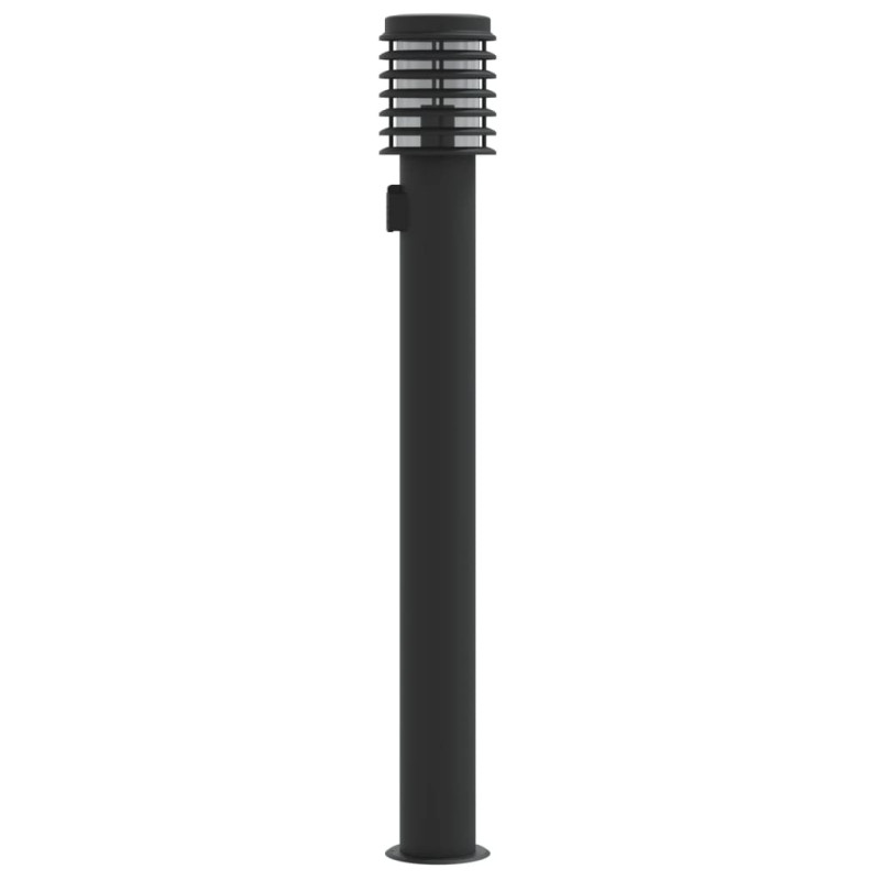Lampy ogrodowe na słupku, z gniazdkiem, 3 szt., czarne, 110 cm