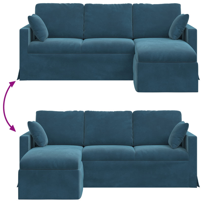 Sofa Niebieski 198 x 134 x 80 cm Aksamit