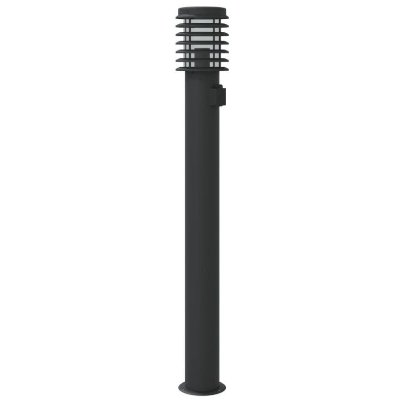 Lampy ogrodowe na słupku, z gniazdkiem, 3 szt., czarne, 110 cm