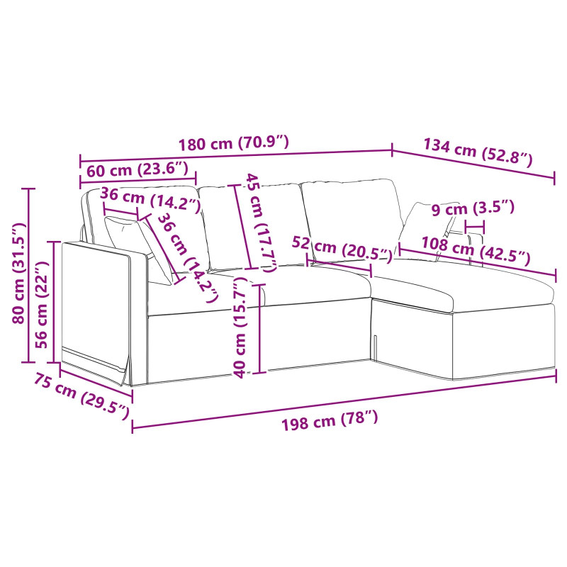 Sofa Niebieski 198 x 134 x 80 cm Aksamit