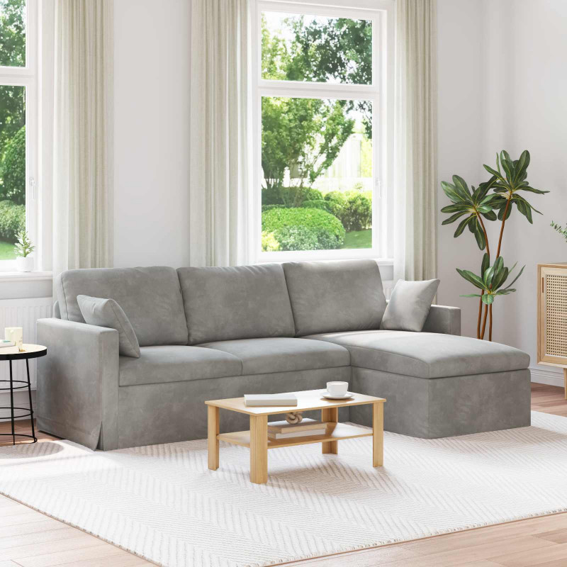 Sofa Jasnoszary 198 x 134 x 80 cm Aksamit