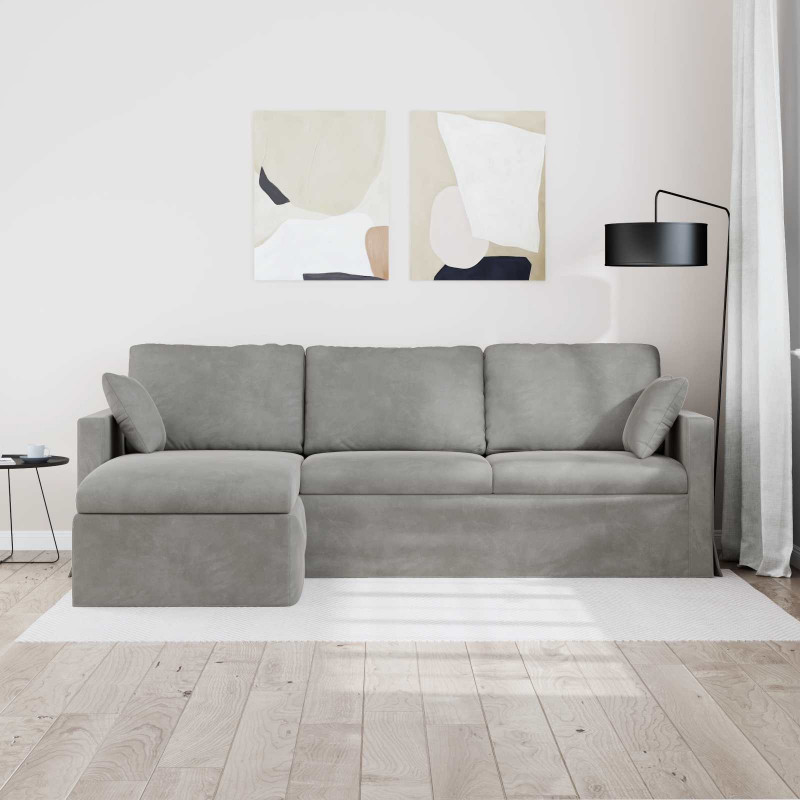 Sofa Jasnoszary 198 x 134 x 80 cm Aksamit