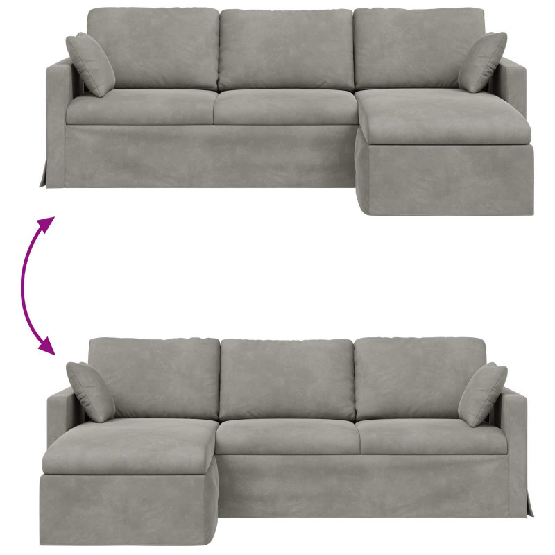 Sofa Jasnoszary 198 x 134 x 80 cm Aksamit