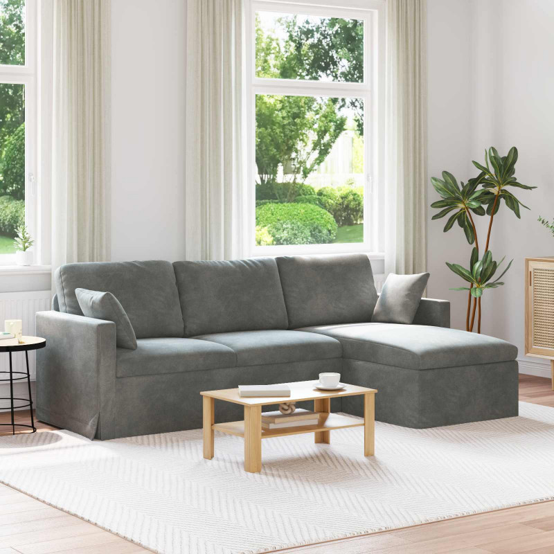 Sofa Ciemnoszary 198 x 134 x 80 cm Aksamit