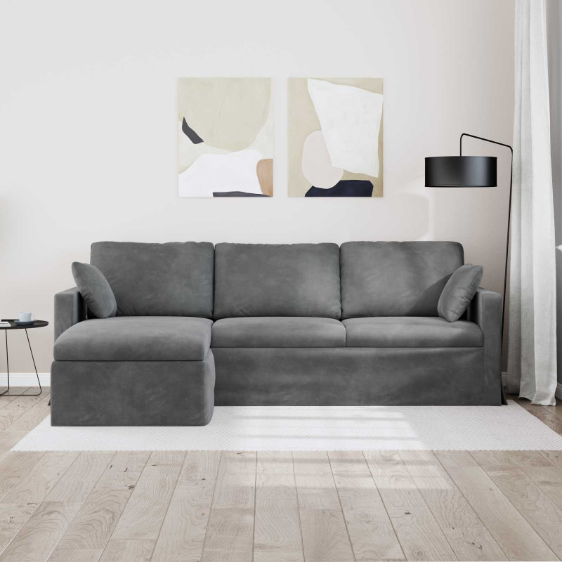 Sofa Ciemnoszary 198 x 134 x 80 cm Aksamit