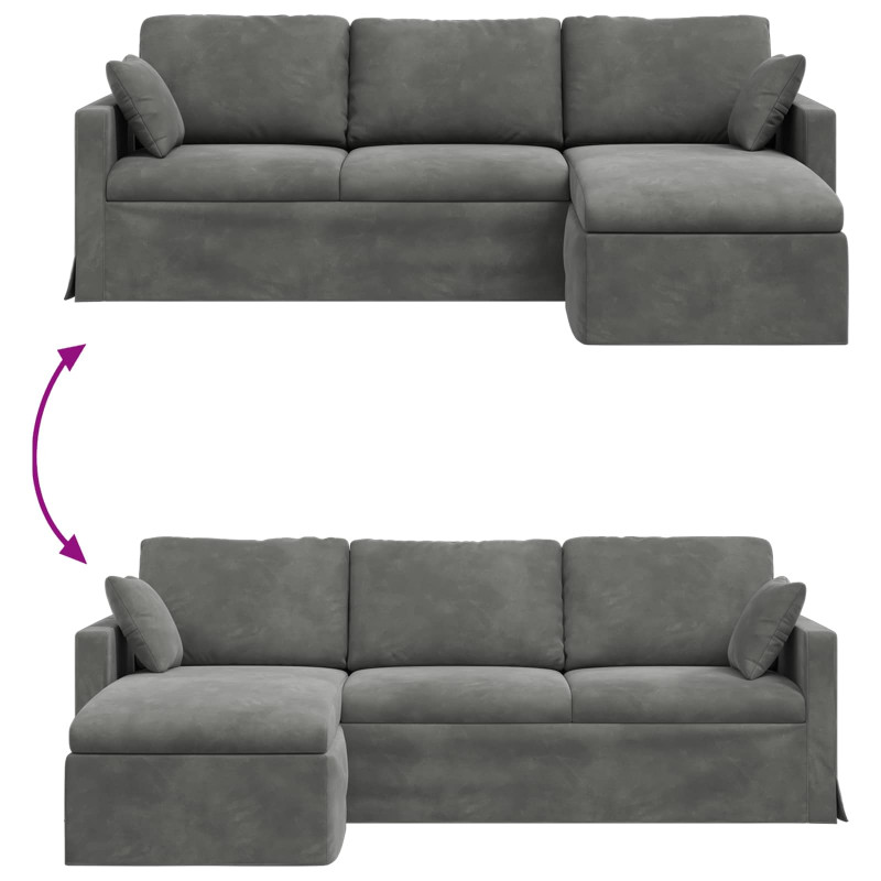 Sofa Ciemnoszary 198 x 134 x 80 cm Aksamit