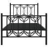 Metalowa rama łóżka z wezgłowiem i zanóżkiem, czarna, 80x200 cm