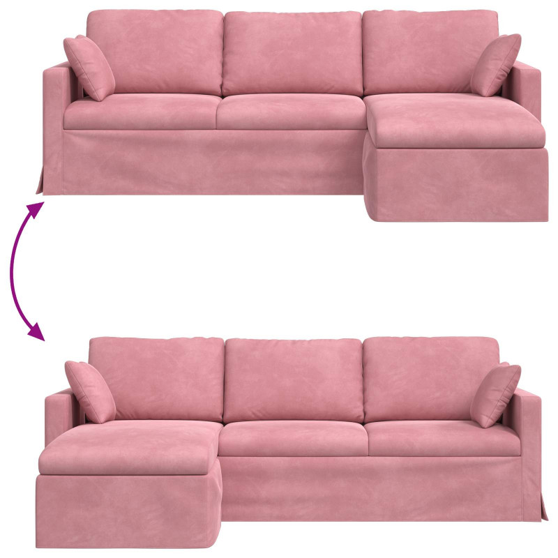 Sofa Różowy 198 x 134 x 80 cm Aksamit