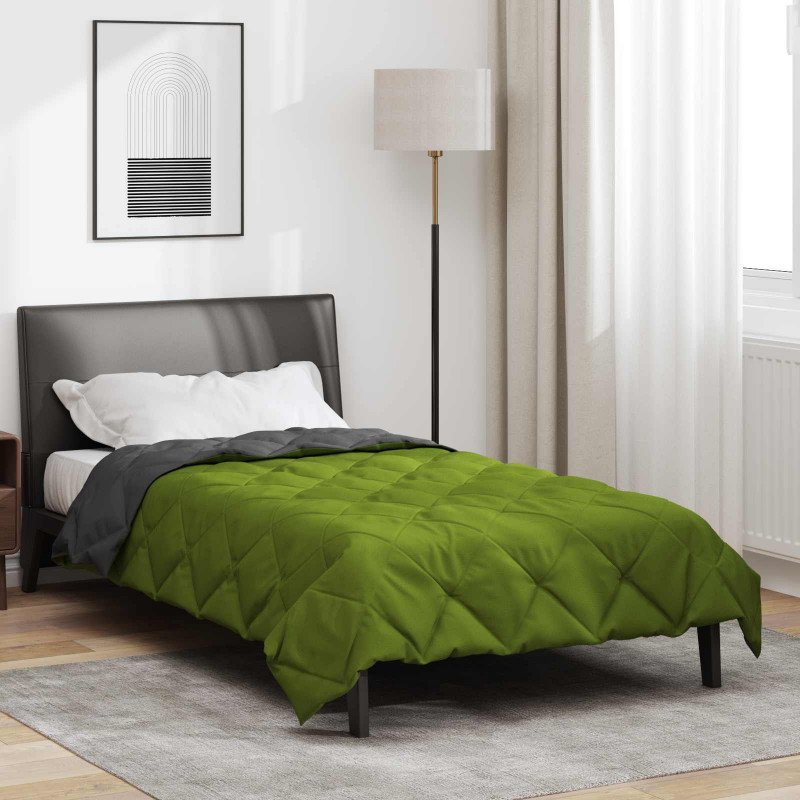 Kołdra na cały rok Zielony i Antracyt 135 x 200 cm Mikrofibra