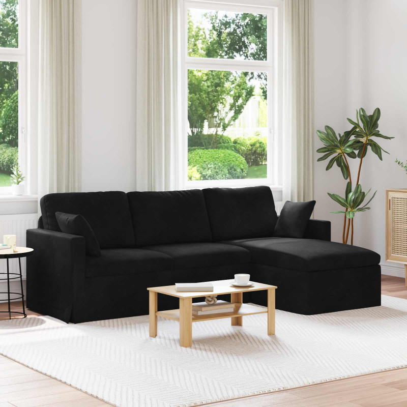 Sofa Czarny 198 x 134 x 80 cm Aksamit